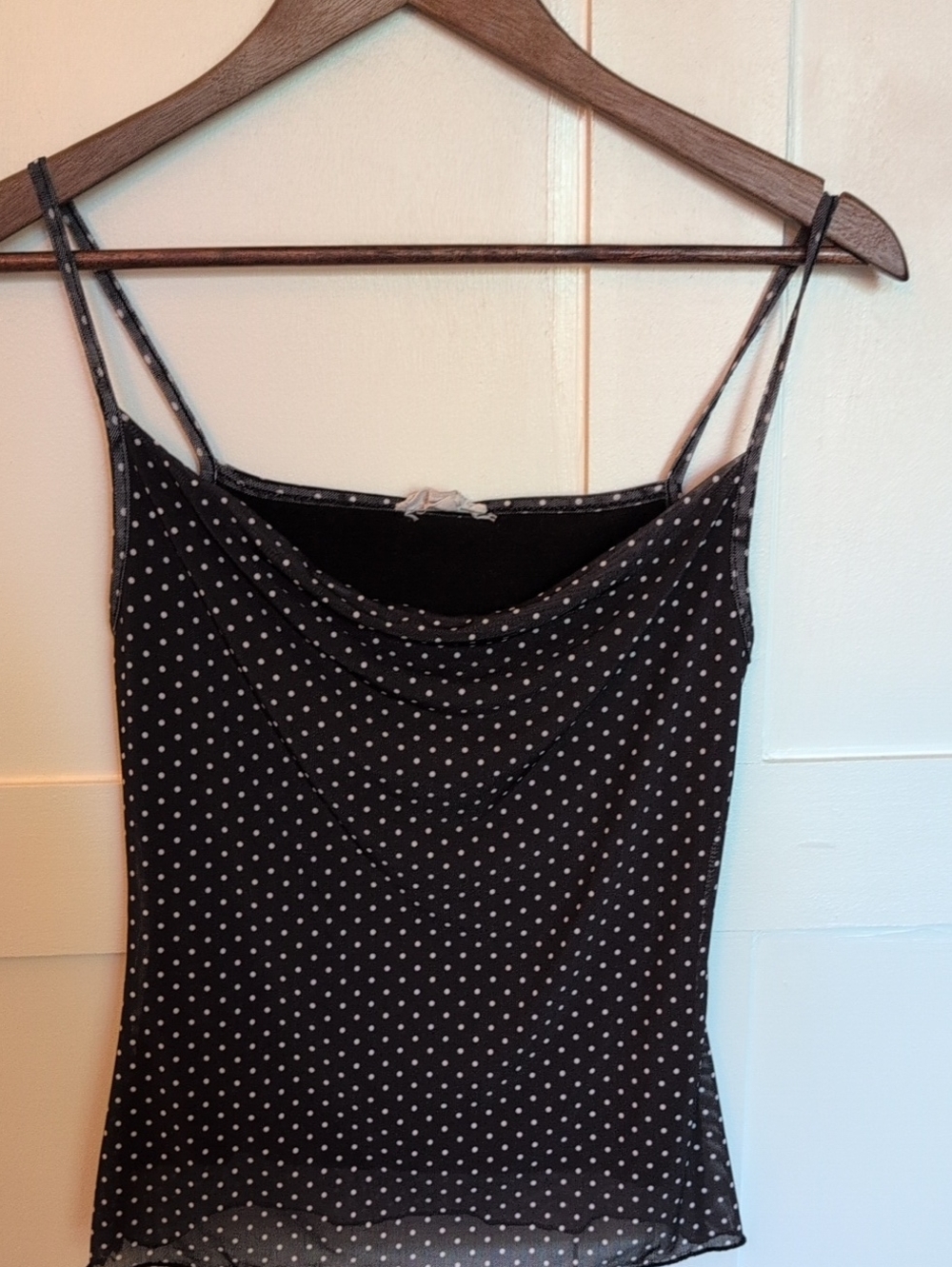 Black Polka Dot Cowl Neck Camisole